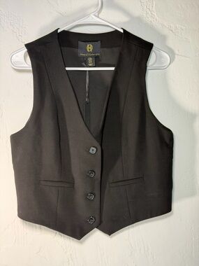 House of Harlow 1960 Black Sleek Button Front Vest -menswear style